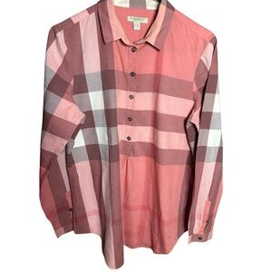BURBERRY BRIT PINK PLAID BUTTON UP Women’s size medium luxury RARE